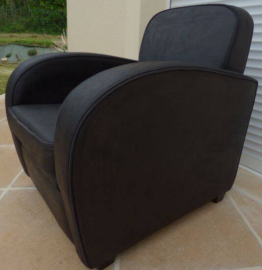 Black grey leather club chair - Very good condition