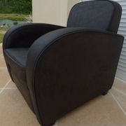 Fauteuil club en cuir noir gris - Très bon état