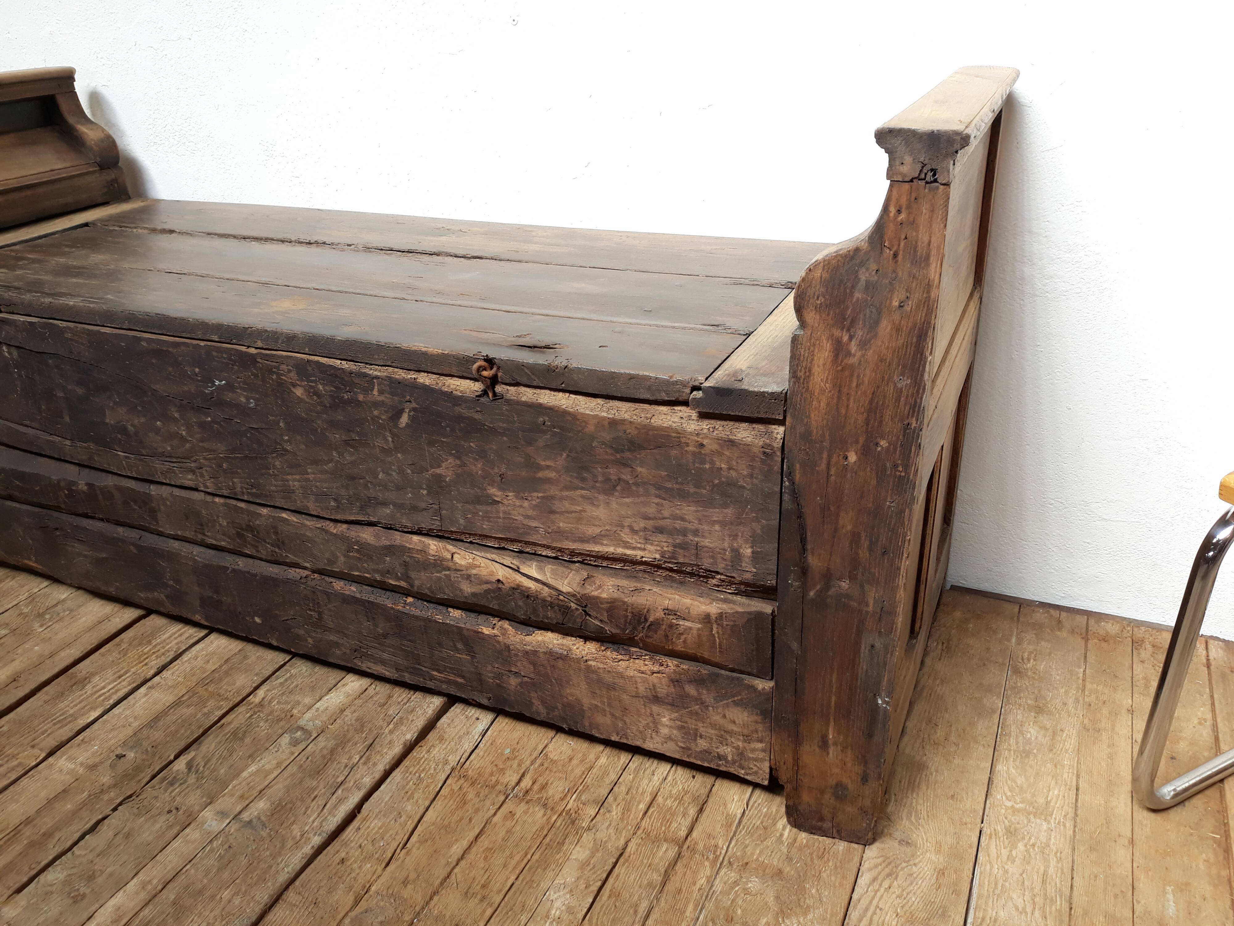 Church bench wooden chest 18th
