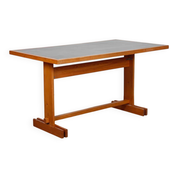 Table de repas rectangulaire en pin, travail du XXe siècle