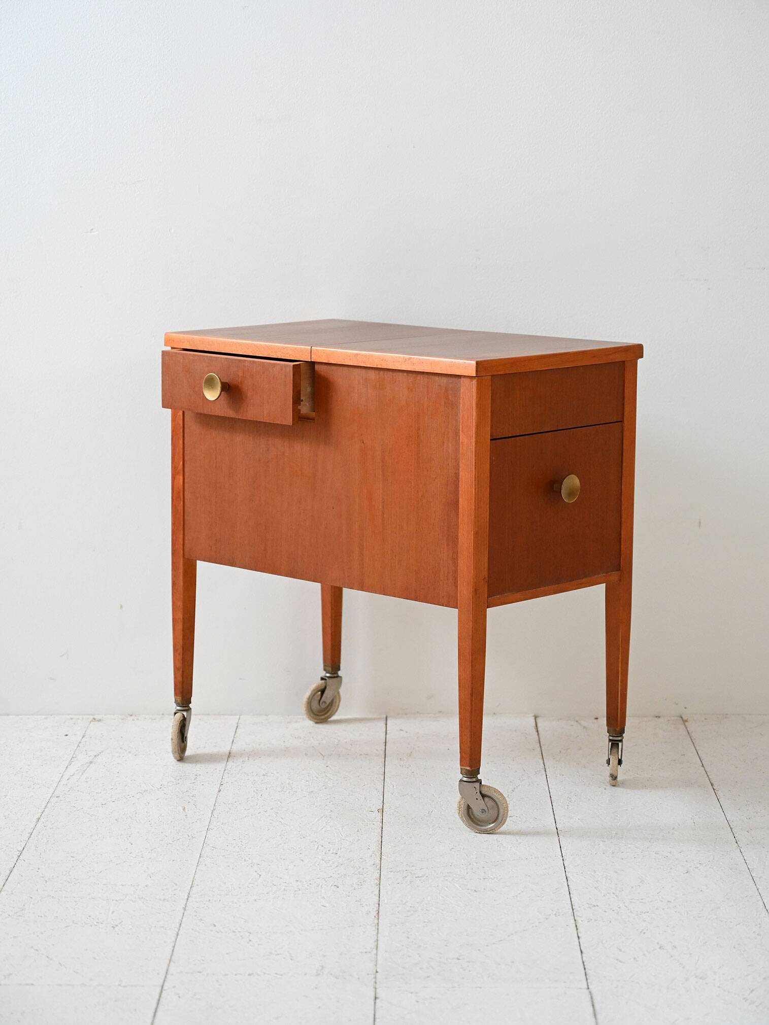 Scandinavian Vintage Mahogany Storage Trolley