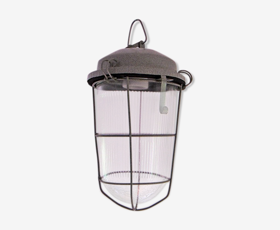 Lanterne suspendue en métal et verre