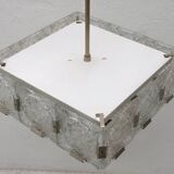 Vintage glass and chrome steel suspension Kamenický Šenov 1970s Czechoslovakia