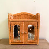 Small vintage rattan wall cabinet
