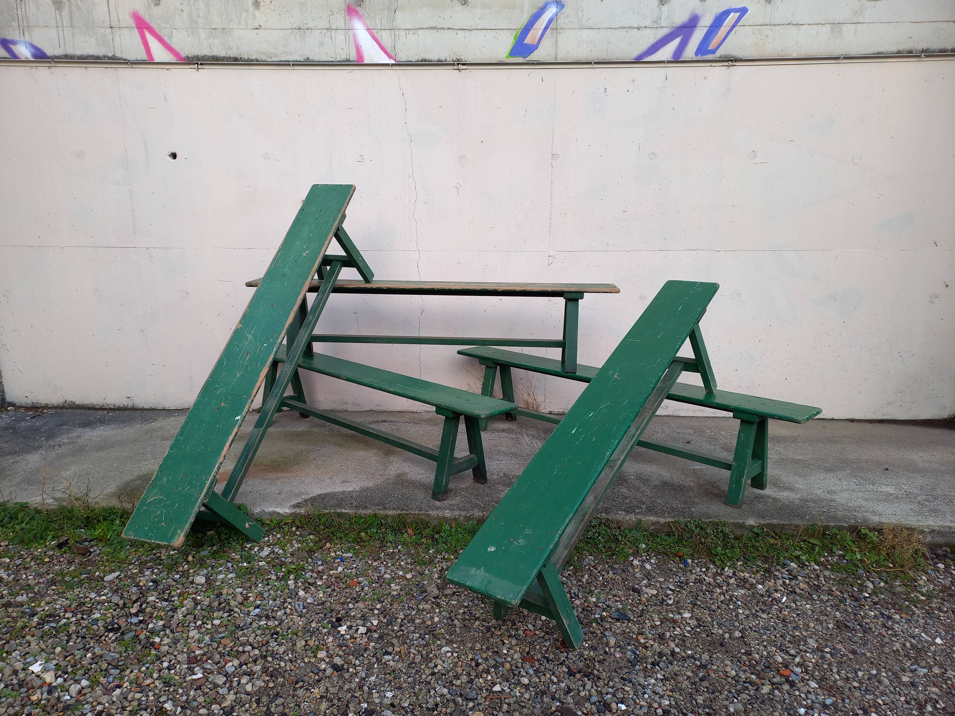 Benches of guinguettes, lot of 5