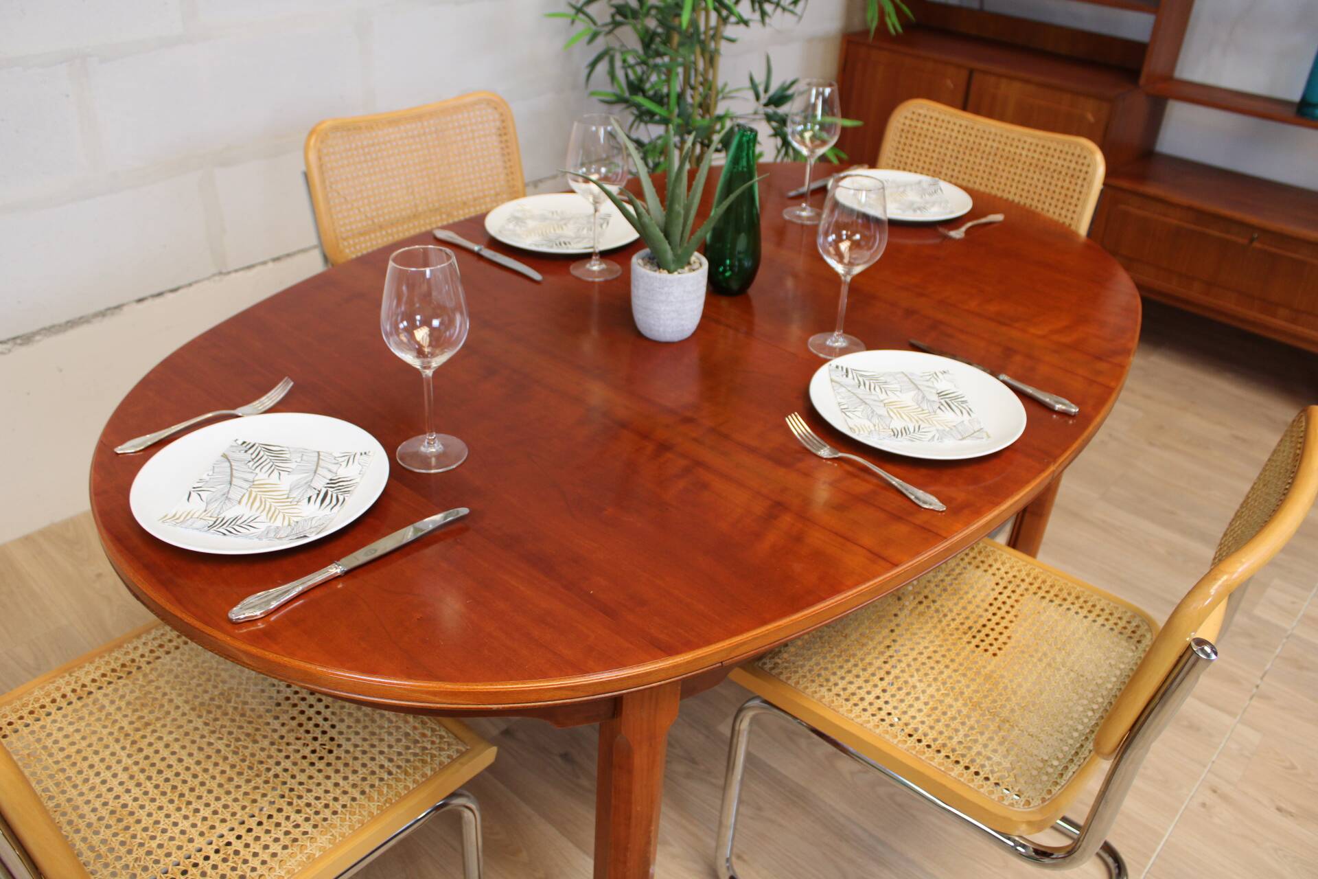 Vintage oval table in XXL cherry wood 1960s Sweden
