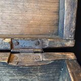 Old wooden chest with carved rosettes regionalism folk art