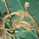 Pair of neo-Gothic wall sconces. Solid gilt bronze.
