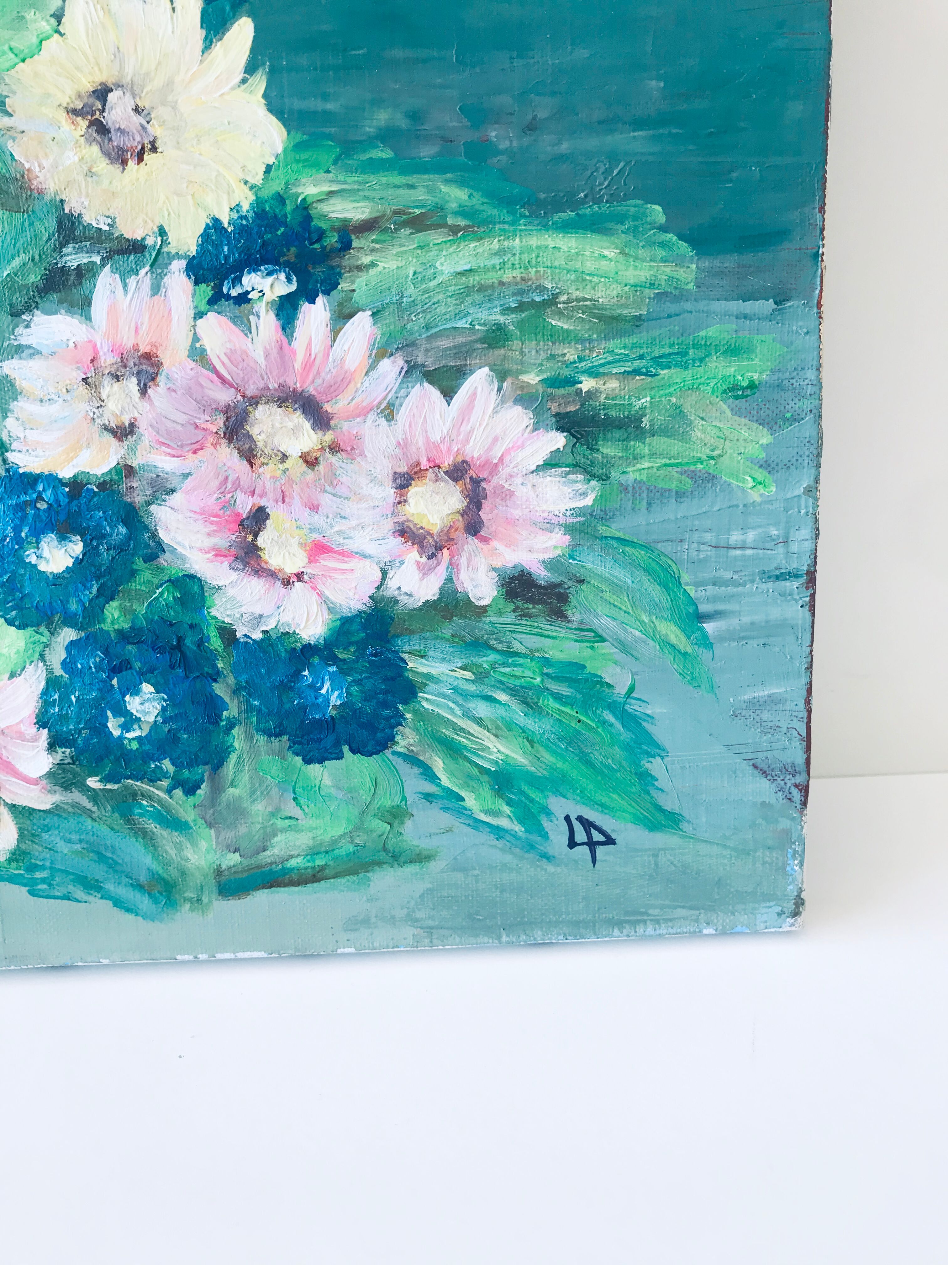Oil on canvas small flowers