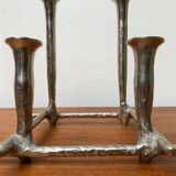 Brutalist sculptural cast aluminium candlestick Danish
