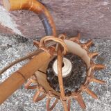 Pair of Louis Sognot rattan wall lights.