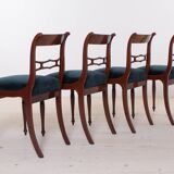 Ensemble de salle à manger Biedermeier, table ronde et quatre chaises, 19e siècle