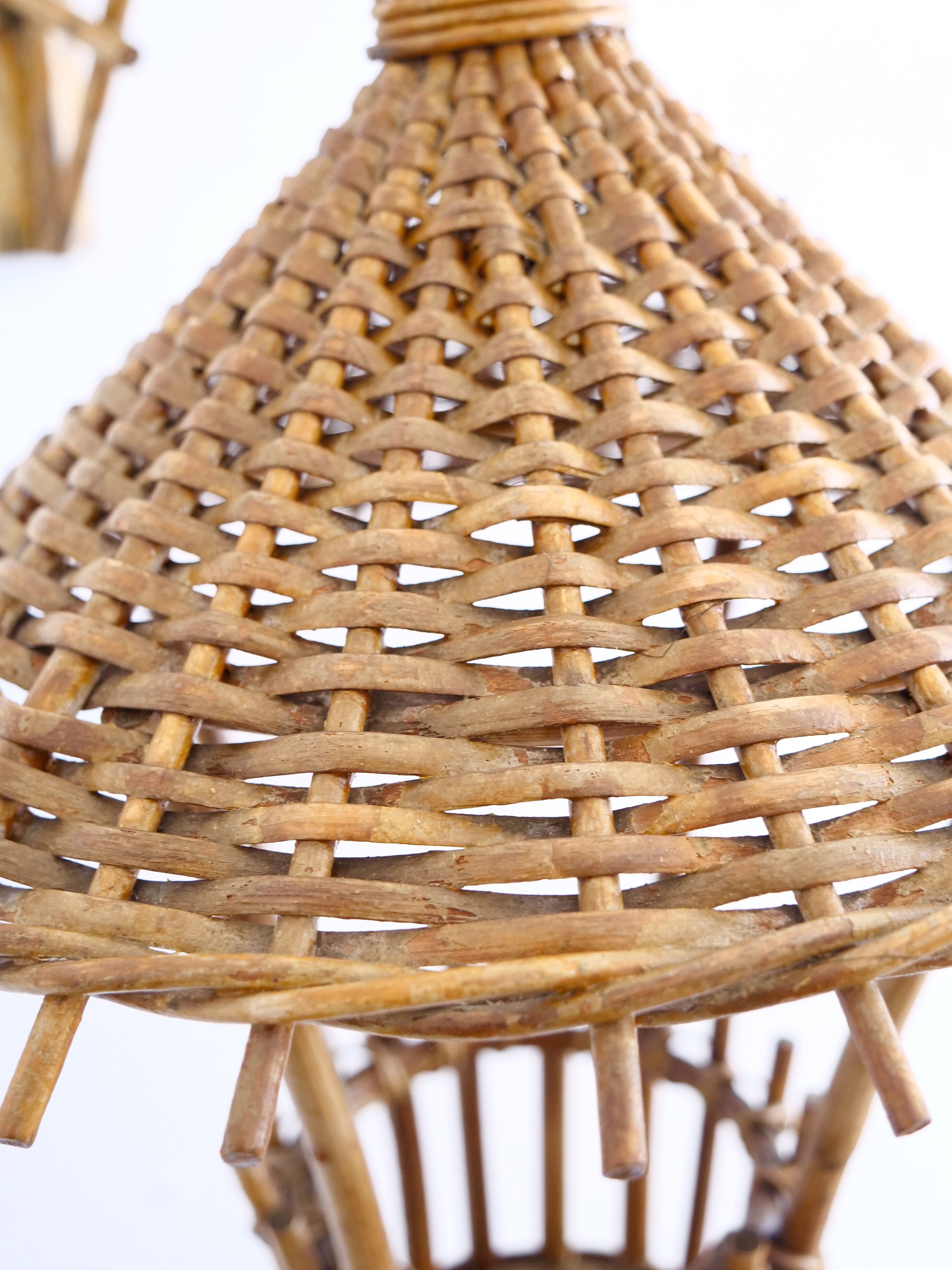 rattan wall lamp for hanging plant