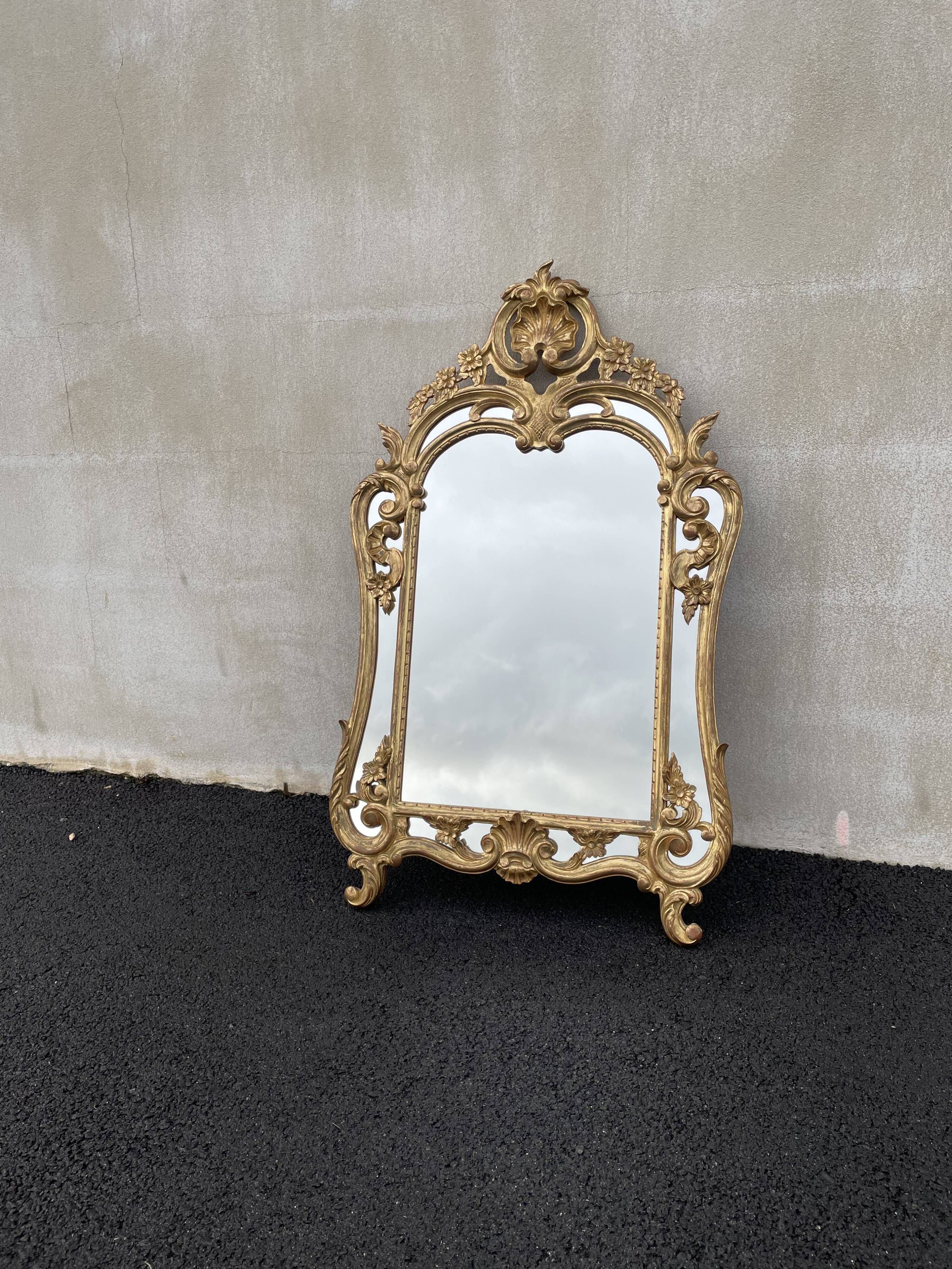 20th century gilded wooden mirror with bezels h120 x l71