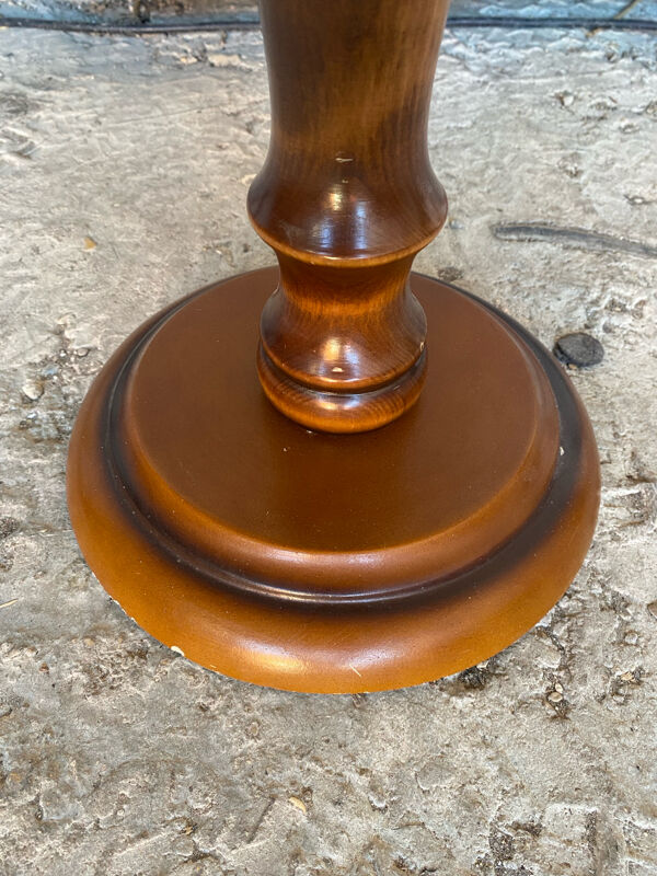 Sellette Guéridon Ancien Bois Tourné + Piétement Pierre Porte Pot Vint