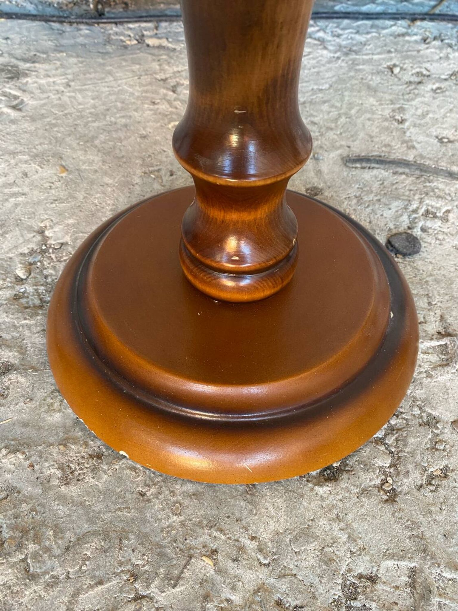 Sellette Guéridon Ancien Bois Tourné + Piétement Pierre Porte Pot Vint