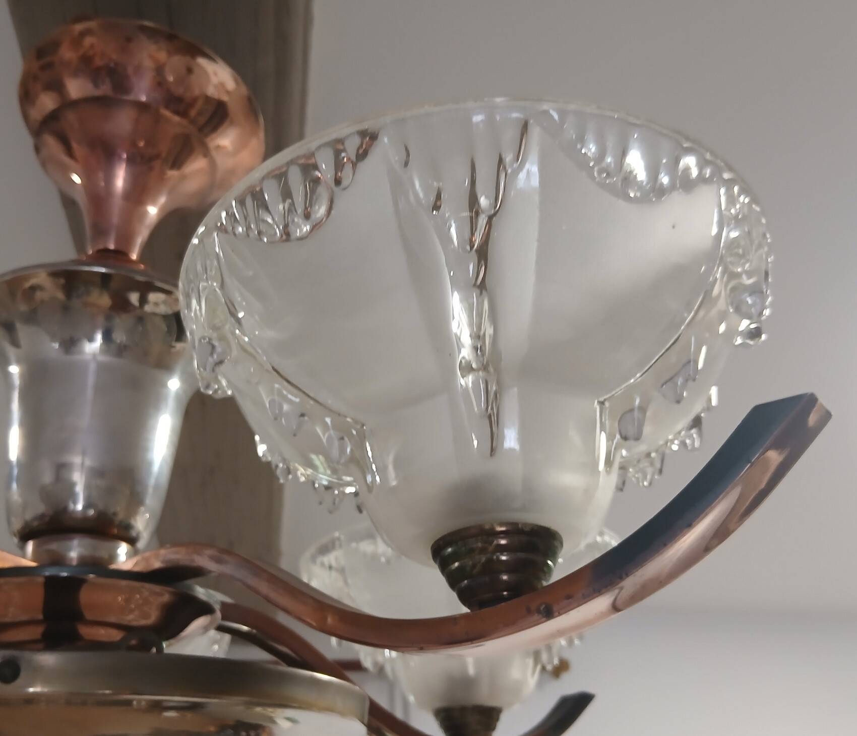 Art Deco glass suspension light signed Ezan