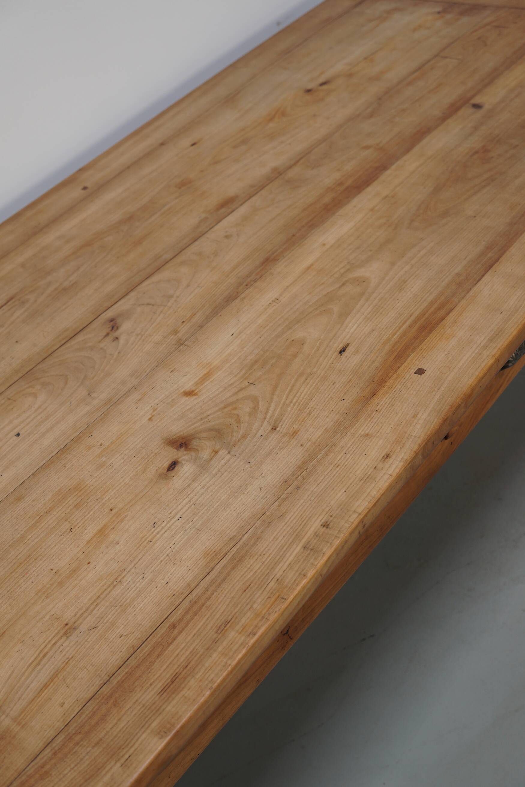 Antique Cherry French Farmhouse Dining Table, 19th Century