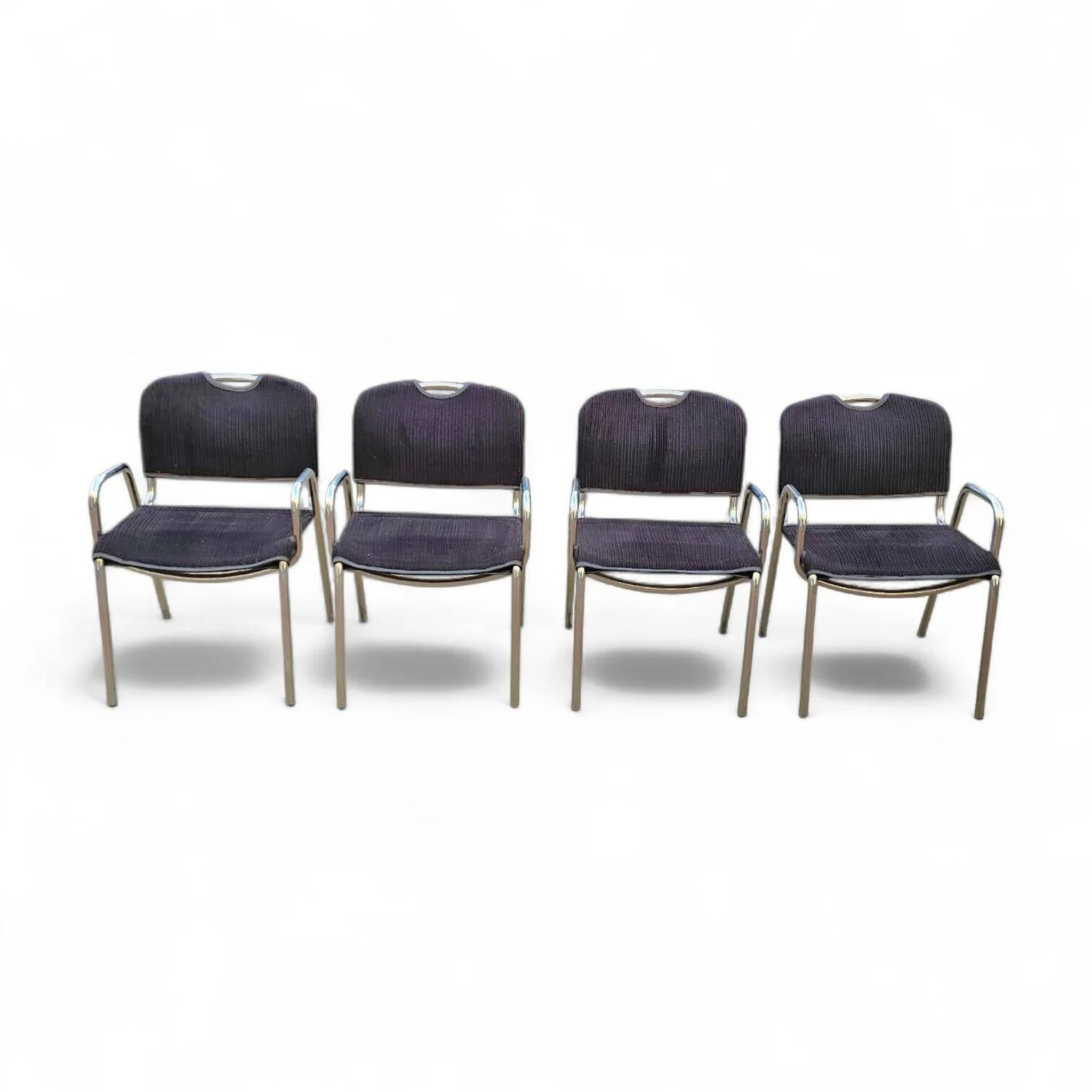 4 x black upholstery Castiglietta dining chairs by Castiglioni for Zanotta / Italy 1960s
