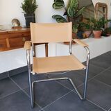 Beige leather armchair