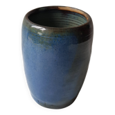 Vase en céramique couleur bleu Cobalt signé EG