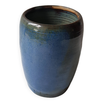 Cobalt blue ceramic vase signed EG