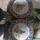 2 decorative Breton plates signed HB Quimper