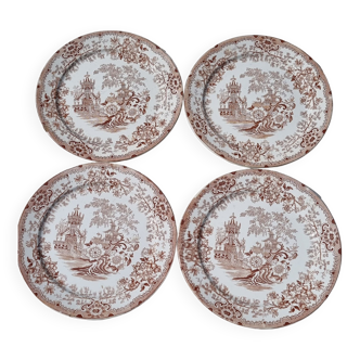 4 Assiettes plates XIXe Colandine