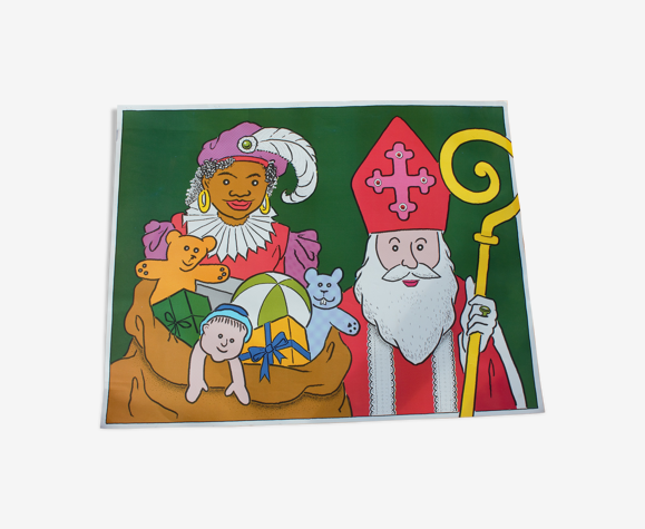 Vieille affiche Saint Nicolas retro 62 x 79 cm