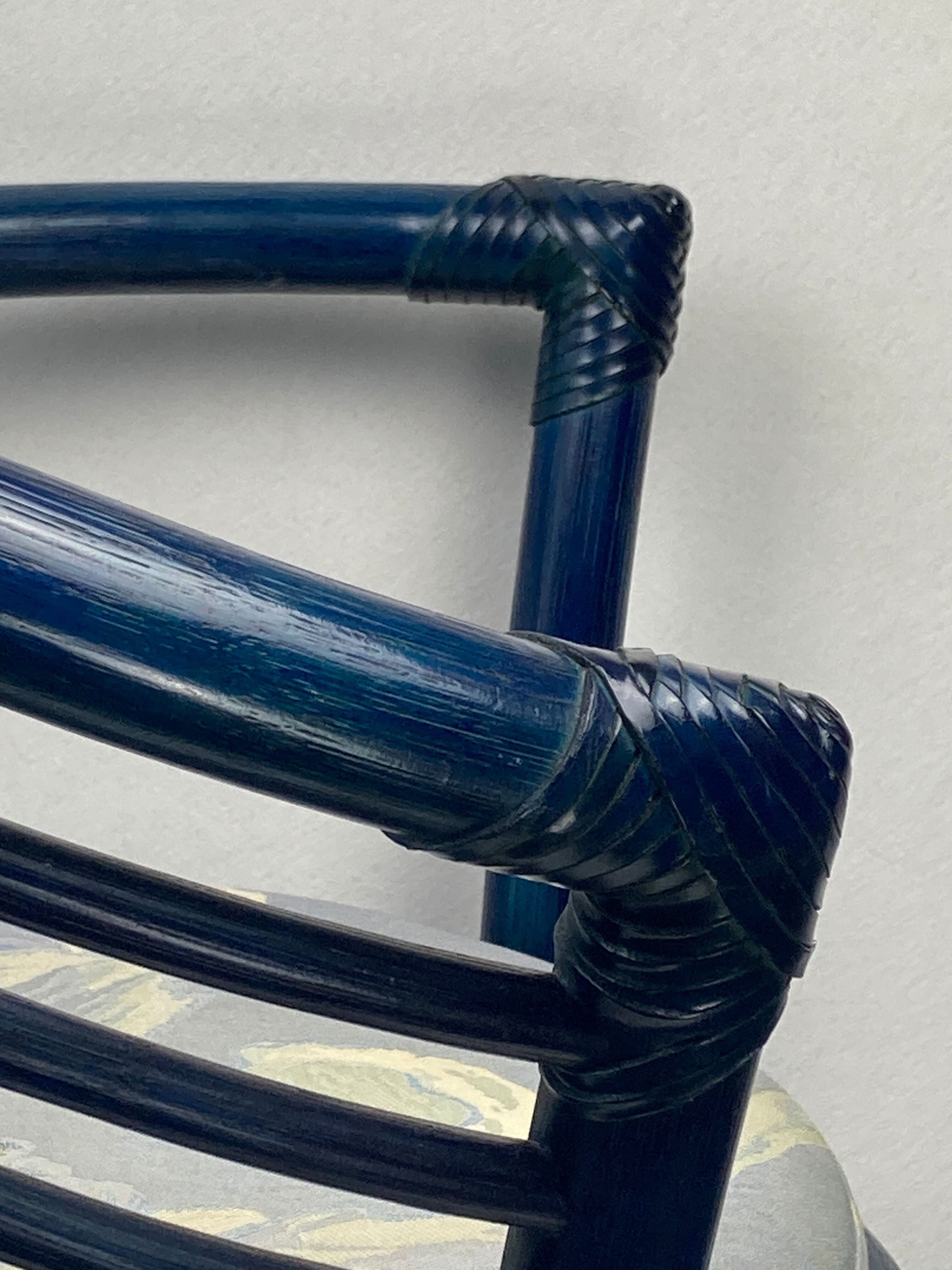 Set of 4 sculptural rattan bamboo dining chairs, Flechtatelier Schütz, Germany 1980s