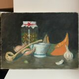Tableau huile sur toile nature morte ancienne