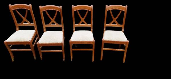 Table à volet en merisier avec deux rallonges+4 chaises