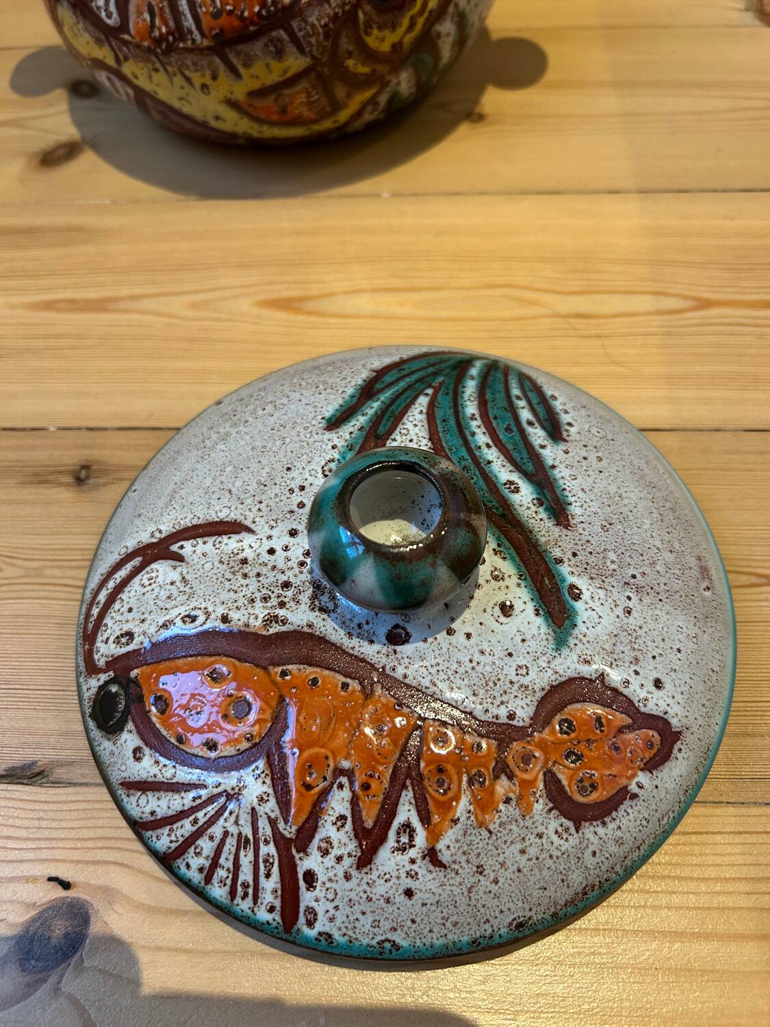 Vallauris ceramic fish-decorated tureen