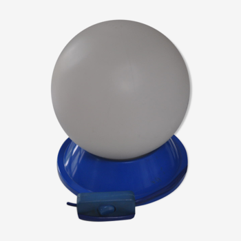 Blue lamp opaline ball 70s