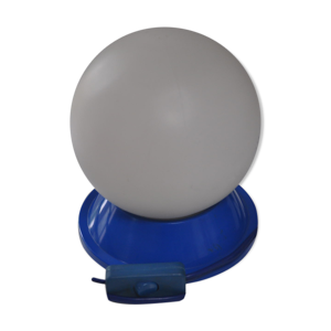 Lampe bleue boule opaline