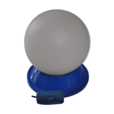 Lampe bleue boule opaline années 70