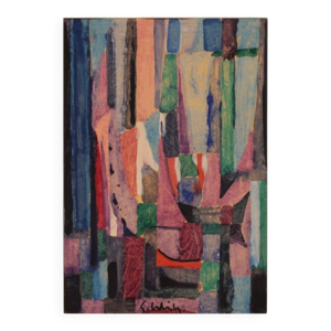 Gouache abstraite sur - papier