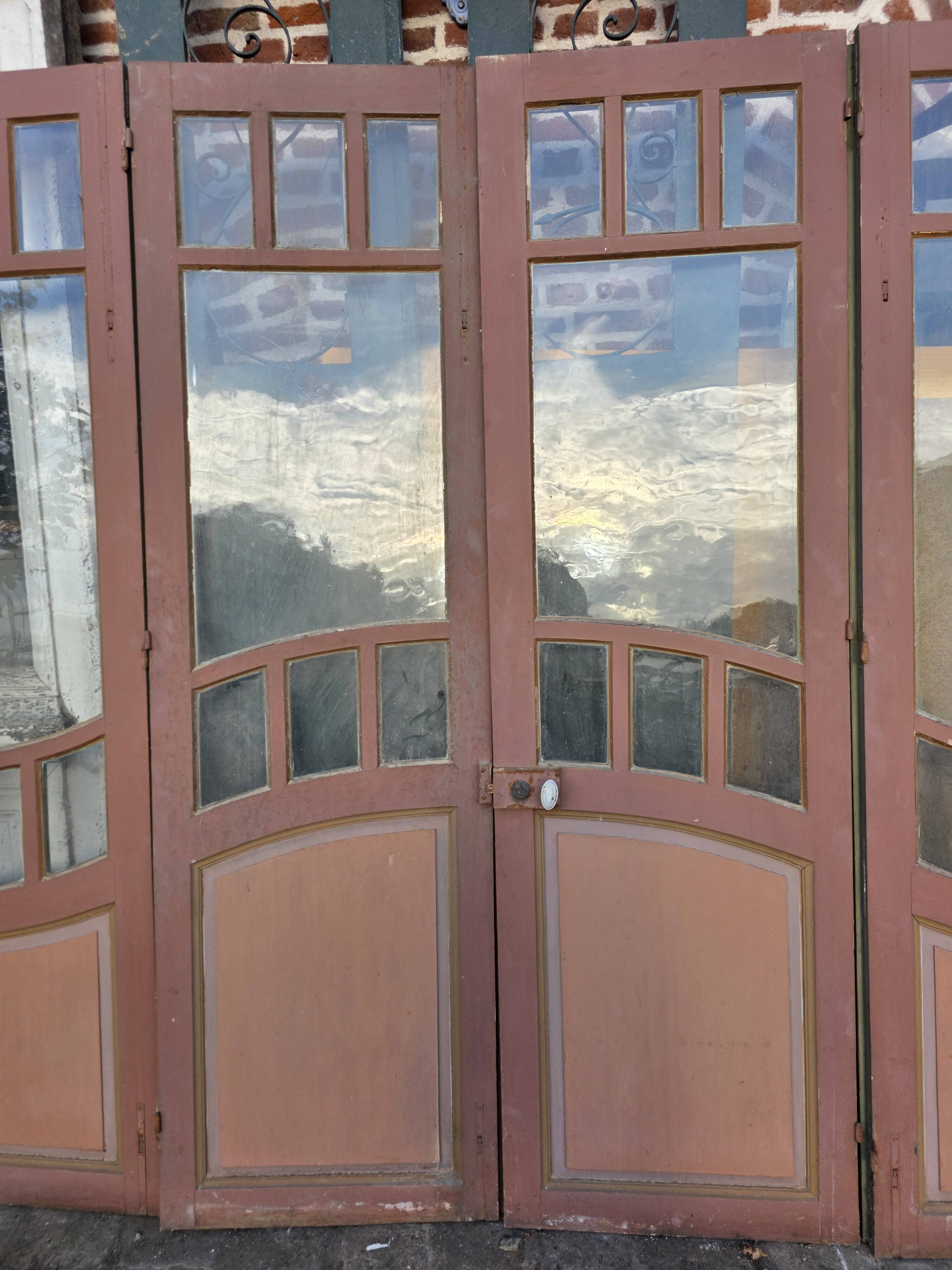 4 Art Nouveau partition doors + transom