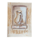 Tableau signé nature morte en Provence « alcôve a la cruche »