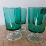 Set of 4 green vintage walking glasses