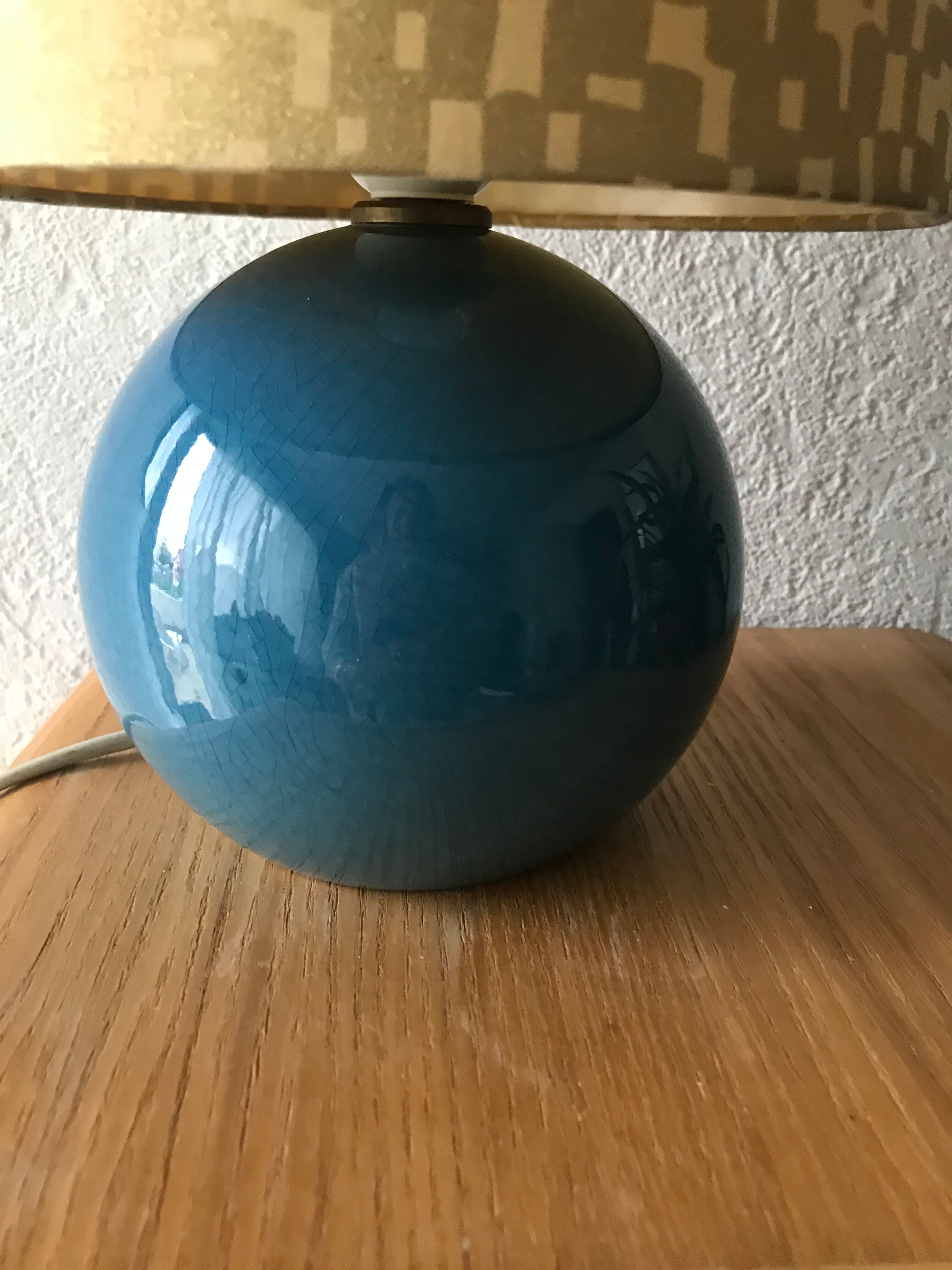 Blue enamelled sandstone ball lamp