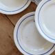 6 vintage ironstone dessert plates Digoin Sarreguemines Hubert blue