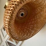 Telescopic wicker hanging lamp