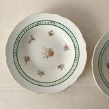 Pair of deep plates Sarreguemines — antique earthenware, floral decoration