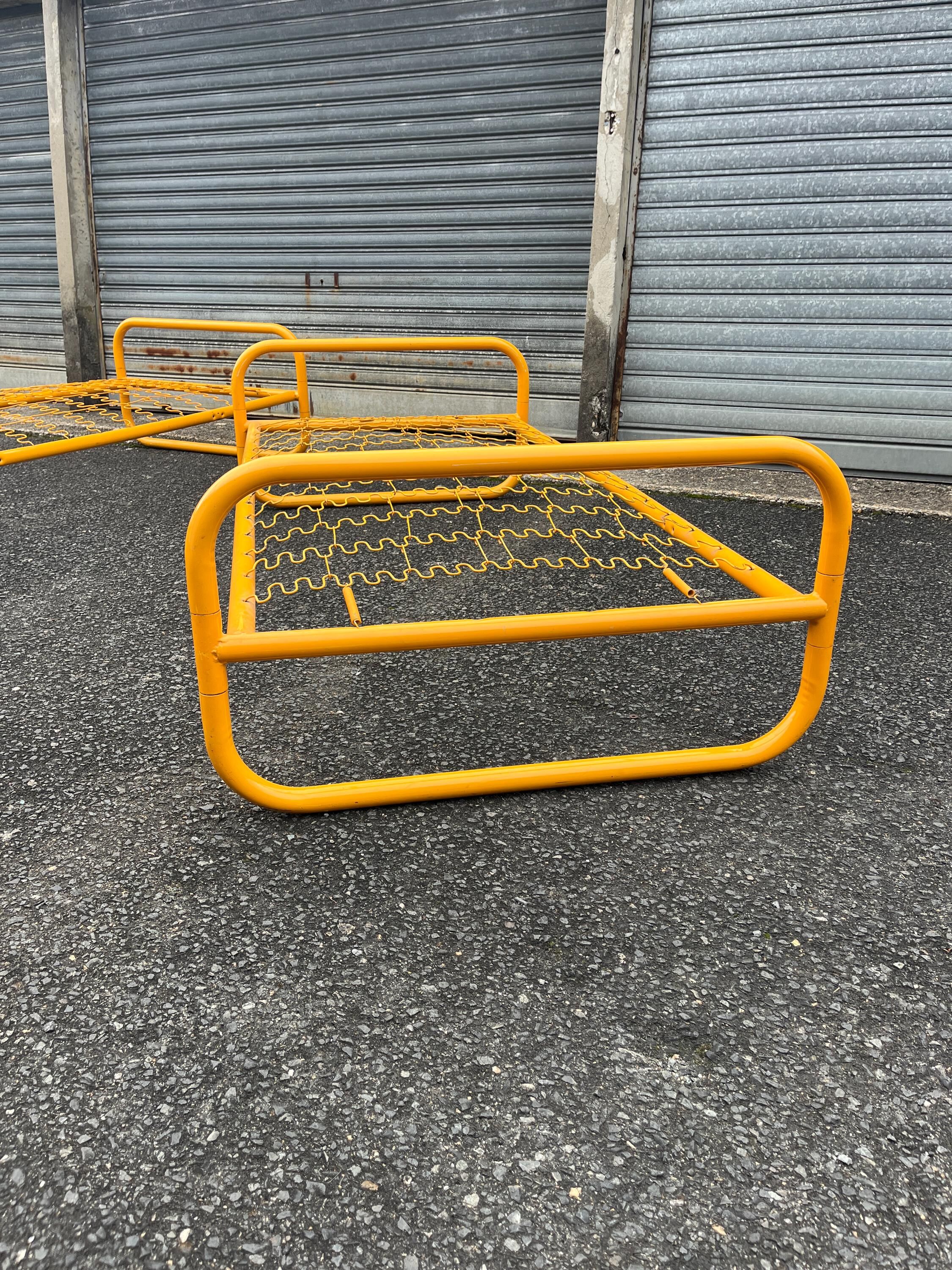 Pair of metal beds by Marc Berthier, Twenty Tube collection, 1972