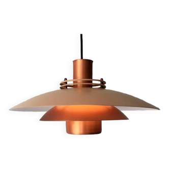 Pendant light in copper and beige layers, Denmark, 1960s.