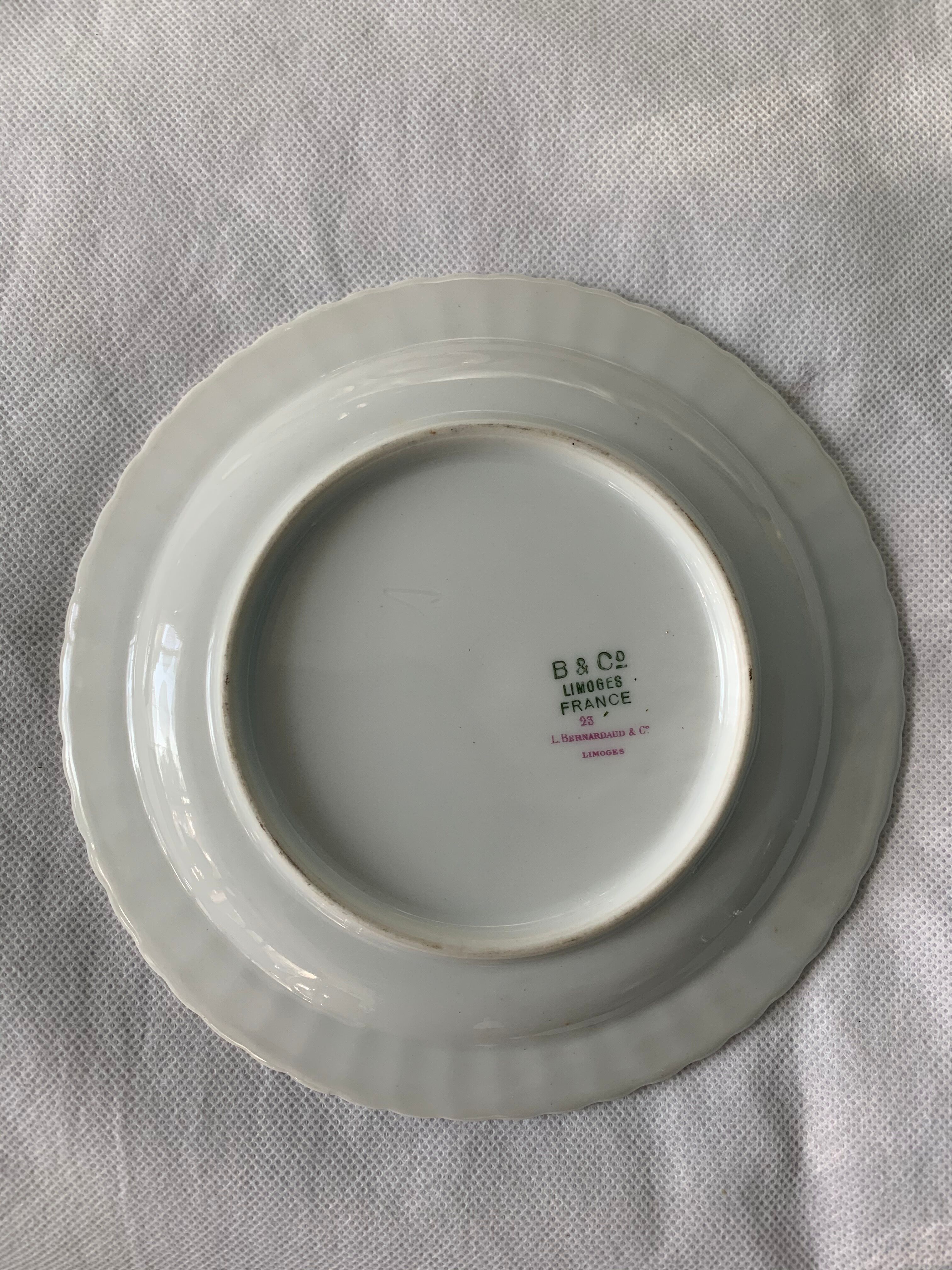 Dessert service 10 plates and a Bernardaud Limoges porcelain cake dish