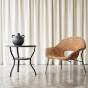 Sculptural lounge chair in rattan and metal, 1960s