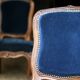 Adorable pair of low chairs from the 19th century. Wood and velvet fabric.