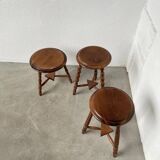 Trio of old tripod stools